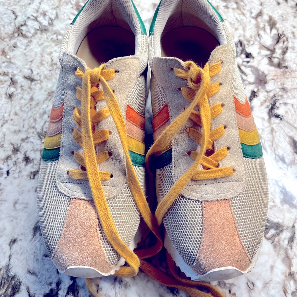 Colorful retro sneakers. Gently loved but with plenty of wear left in them.